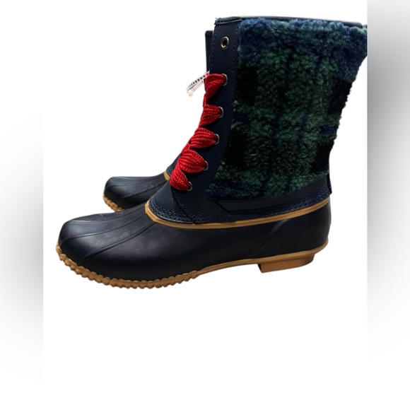 NWT Land’s End insulated duck boot green and blue plaid fleece w/ rubber sole 10 - Picture 6 of 8